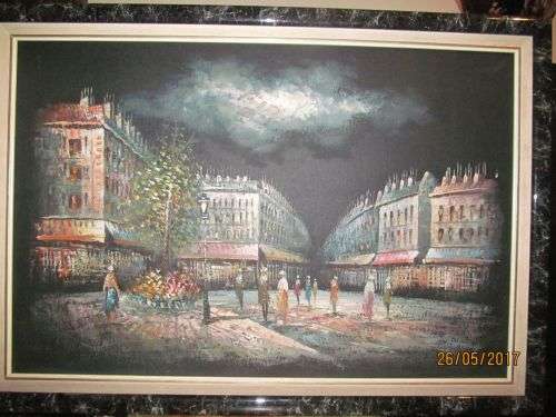 CAROLINE BURNETT !! Large Oil on Board by Known International Artist - Paris City Scape - Signed