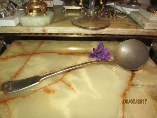 THOMAS BRADBURY !! Large Antique Silver Plated Soup/Punch Ladle with Dovetail Handle