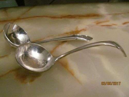 MAJESTIC EMESS !! Lot of Two Vintage Dessert / Soup Ladle Spoons with Dubarry Handle Patterns