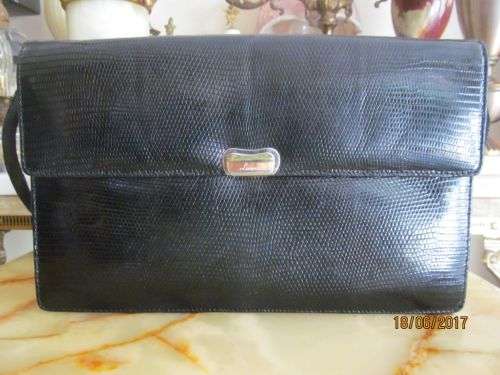 LORENZI !! Ladies Vintage Genuine Lizard Handbag - Black - Never Used