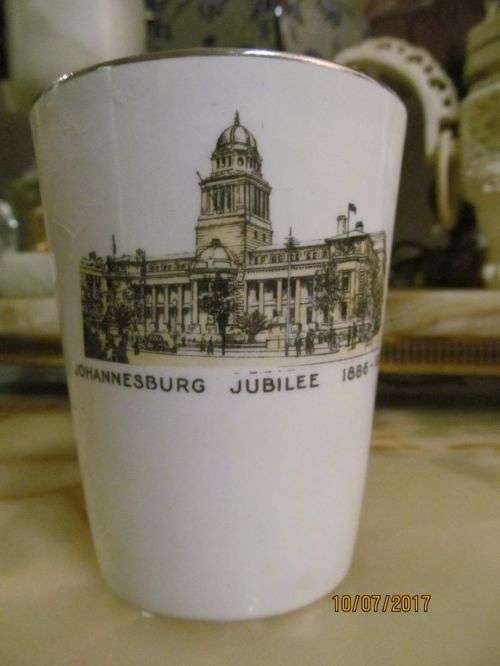 JOHANNESBURG JUBILEE 1886-1936 !! Vintage Commemorative Porcelain Beaker - Collectable
