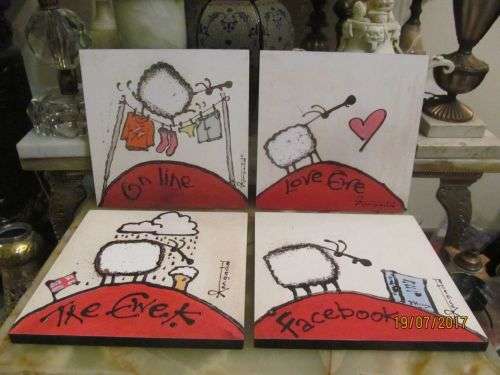 ANN GADD !! Lot of Four Ann Gadd Block Prints - Creative Art by SA Artist