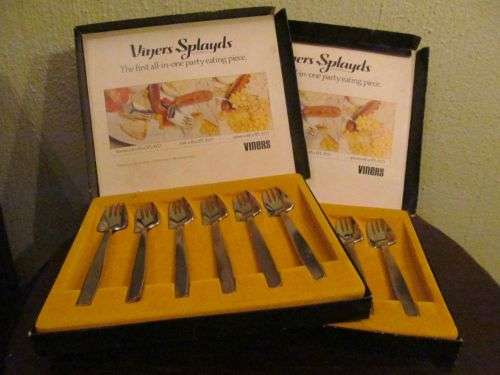 VINERS !! Two Complete Vintage Sets of Viners Splayd Buffet Forks by McArthur