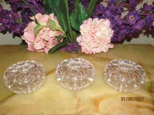 ITALIAN CRYSTAL !! Vintage Set of Three (6) Royal Crystal Rock Trinket / Candy Dishes
