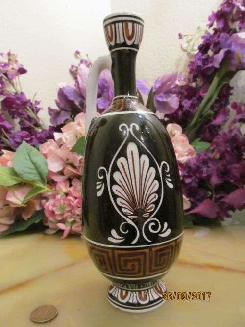 MYTHOLOGY !! Vintage Hand Made and Hand Painted Greek Porcelain Designer Vase/Urn - Signed