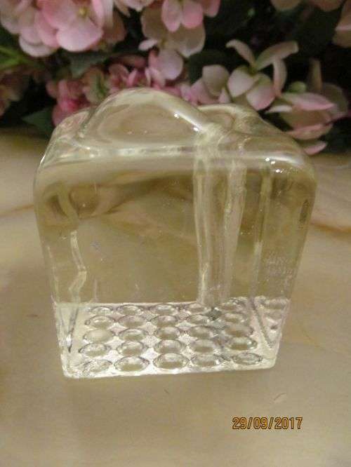 PEN CUBE !! Vintage Art Glass Pen Holder / Desk Paperweight