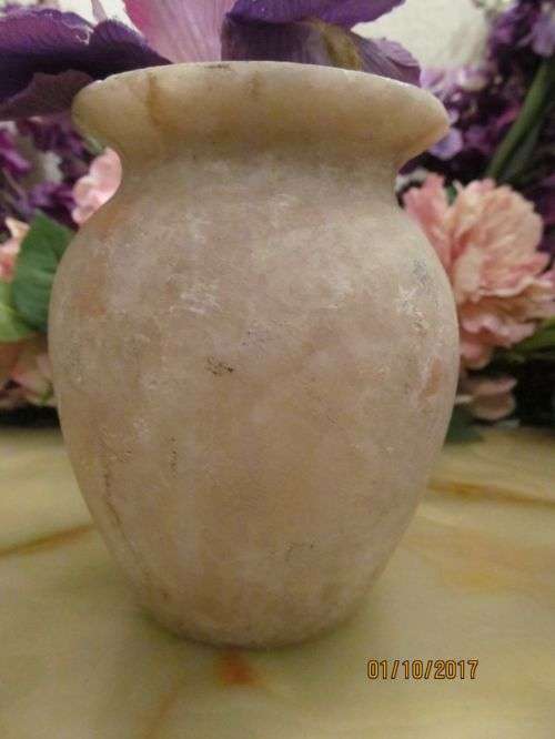 EMERGING !! Unpolished Stone Alabaster Vase - Transparent under light