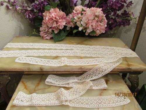 CROCHET & TATTING !! Two Vintage Lengths of Crochet & Tatting Craft Filigree Scroll Pattern
