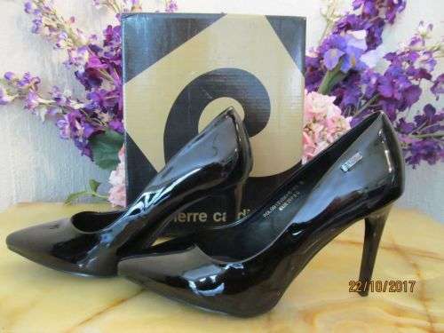 PIERRE CARDIN !! Glossy Black Ladies Stilettos by Pierre Cardin - In Original Box