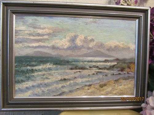 VOICE OF THE OCEAN !! Vintage Framed Oil on Canvas - Seascape/Landscape Art - Unsigned