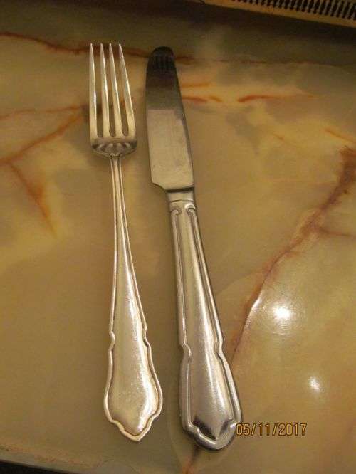 WARING & GILLOW !! Vintage Lot of Vintage Silver Plated Dinner Fork & Knife - Dubarry Handle Pattern