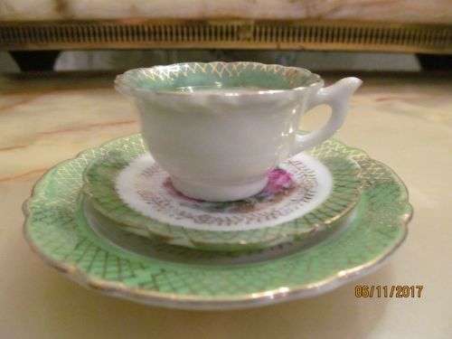 LILLIPUTIAN TRIO !! Vintage Japanese Fine Porcelain Miniature Tea Trio - Rare