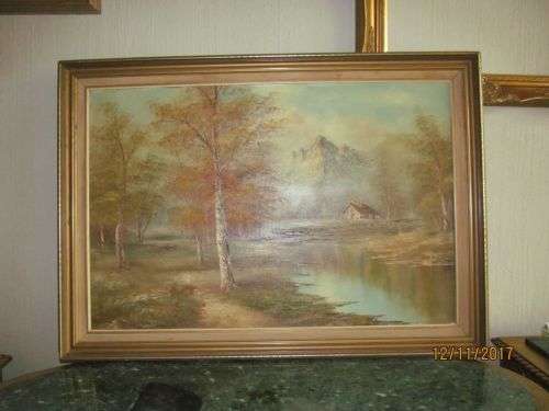 CLARA DAVIS INNESS (1874 - 1932) !! Vintage Framed Oil on Board - Landscape Art - Signed