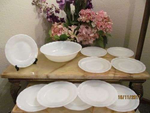 BORN IN THE U.S.A !! Radiant Set of Vintage Milk Glass Dinner Ware Items - 19 Items