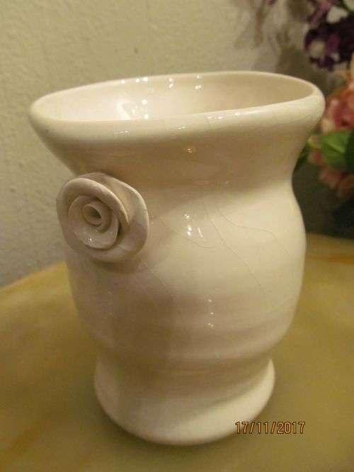 ONE-TWO-THREE !! Lot of Three Vintage Porcelain Items - Designer Vase by Veronique Cornish & 2 Rests