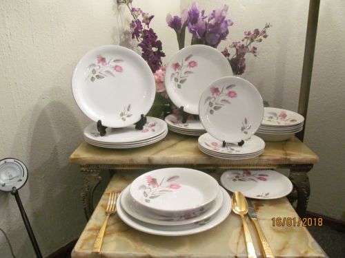ALPINE WARE !! Vintage 1960's Alpine White Wood & Sons Ironstone Dinner Set - 24 Items