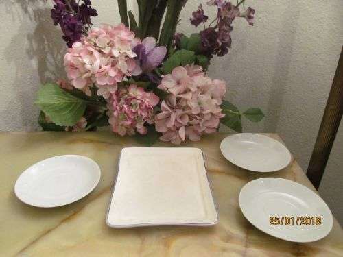 GRINDLEY !! Vintage Lot of Three Porcelain Saucers & One W.H Grindley Butter/Cheese Dish