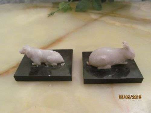 VALLANCE MUSEUM !! Lot of Two Antique Polished Stone Figurines from Vallance Museum, Matlock