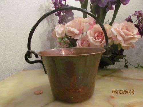 SWISS NETSTAL !! Vintage Hand Forged Copper Stockli Netstal Bucket with Cast Iron Swing Handle