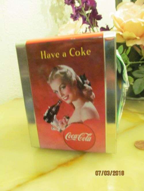 COCA COLA !! Rare Collectable Retro Coca Cola Serviette Dispenser Tin - Double Sided Dispenser