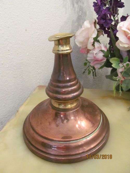 ONE OF A KIND !! Heavy Weighted Vintage Copper and Brass Edwardian Style Candlestick