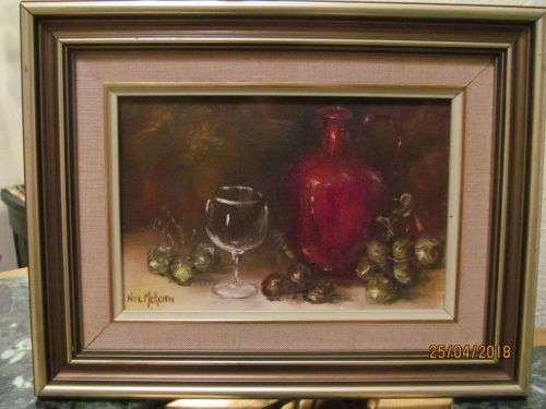 NEL MCKEITH !! Framed Vintage Oil on Board - Still Life Art by SA Artist - Signed