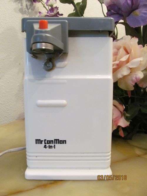 CANMAN !! Vintage 4 in 1 Electric Mr Canman Can Opener - Can & Bag Opener + Sharpener