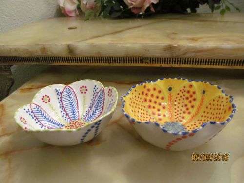 POTTERSEED !! Collectable Lot of Two Studio Art Ceramic Trinket Bowls / Ramekins