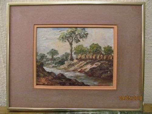 IMPRESSIONS !! Framed Vintage Oil on Board - Impressionist Landscape Art - Signed