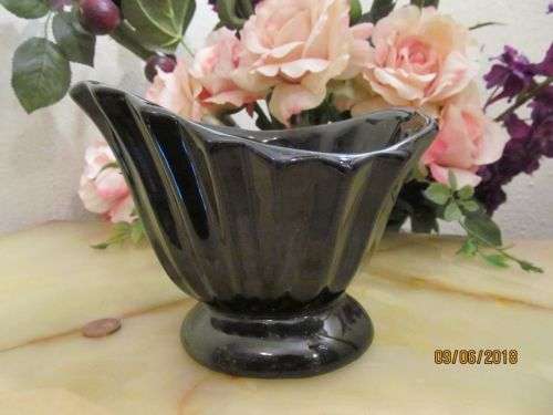 LUCIA BLACK !! Vintage Lucia Ware Jet Black Display/Rose Bowl Centerpiece
