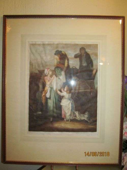 H.SCOTT BRIDGWATER !! Rare Vintage 1925 Framed Stipple Engraving - Cries of London - Signed