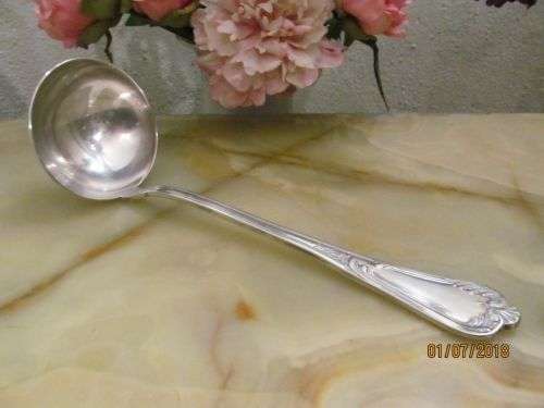 SAMBONET !! Rare Large Vintage Italian Stainless Sambonet Soup Ladle - Laurier Handle Pattern