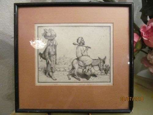 IN THE BEGINNING !! Vintage Middle Eastern Etching - Signed in Pencil