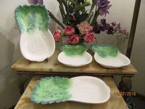 GIFT IDEAS !! Vintage 1950's Set of Four Gift Ideas Creations Ceramic Celery Design Platters