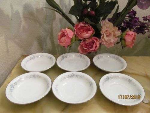 RC NORITAKE !! Vintage 1953 Lot/Set of Six Porcelain Romaine Pattern Dessert Bowls