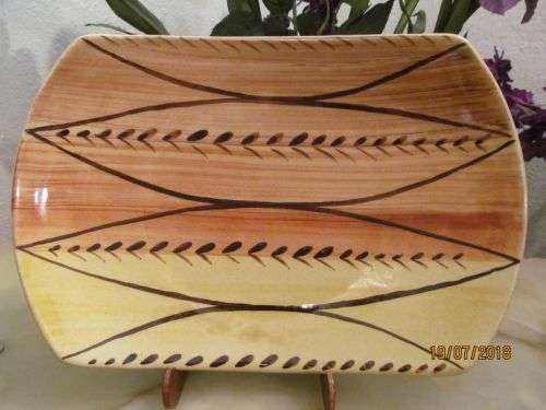 OUTDOOR TALES !! Vintage Drostdy Ware Hand Painted Ceramic Platter - Rare Pattern