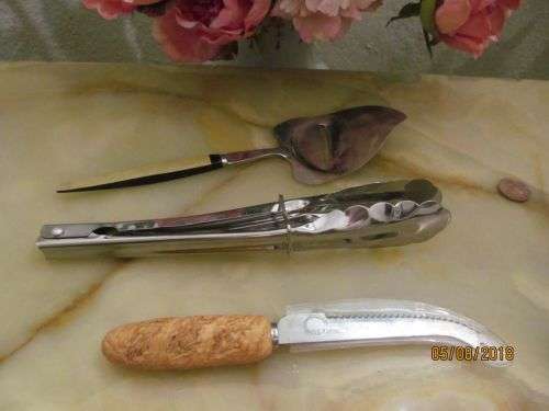 MELANGER !! Vintage Lot of 7 Different Cutlery Items & 2 Tongs - Stainless etc
