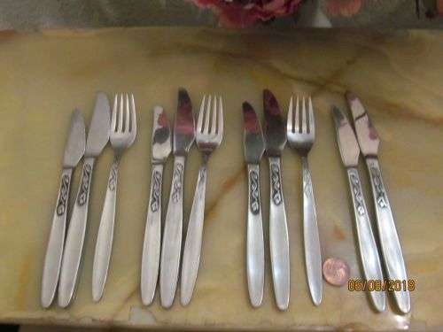 AMEFA !! Vintage Lot of Dutch Amefa Stainless Flatware Items - 11 items - Tulip Time Pattern