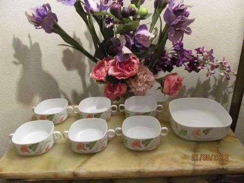 LANGENTHAL !! Vintage 1960's Lot/Set of Suisse Langenthal Swiss Porcelain Cream Soup Items -7 Items