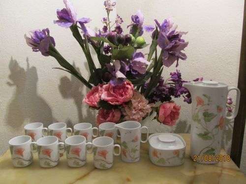 SWISS DEMI !! Vintage 1960's Lot of Suisse Langenthal Swiss Porcelain Demitasse Coffee Set -11 Items