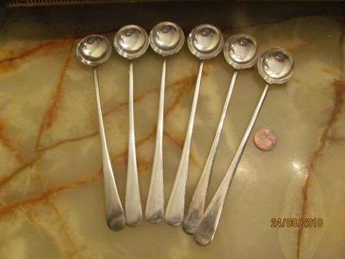 BELVIN !! Vintage Set of Six Long Handle Silver Plated Ice Tea / Sundae Spoons