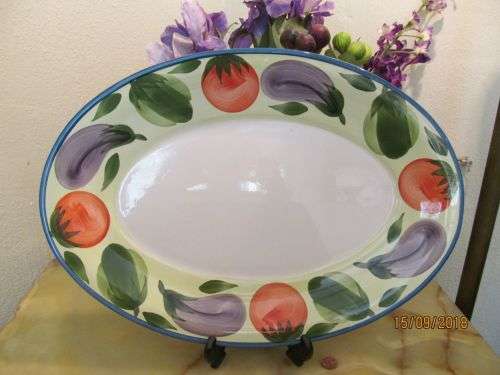 CALDAS DA RAINHA !! Very Large Portugues Hand Painted Ceramic Serving Platter - A.Santos