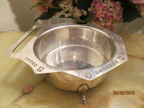BIRMINGHAM !! Antique (Early 1900) Silver Plated John Collyer & Co Pierced Metal Pot/Dish Stand