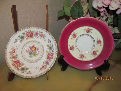 GRAFTON MELBA !! Vintage Lot of Two Fine Porcelain Replacement Saucers - Grafton & Melba China