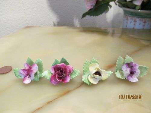 PLACED SET !! Vintage Lot/Set of Four Fine Porcelain Royal Adderley Place Card Holders
