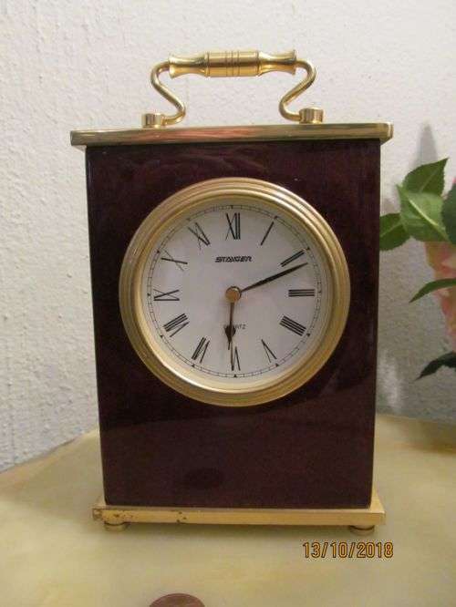 STEIGER !! Vintage 1970's-80's Lacquered Rosewood German Steiger Mantel Clock with Brass
