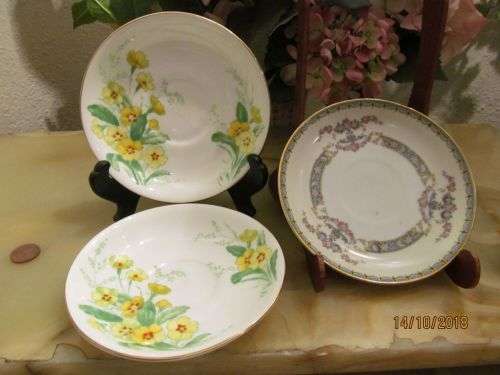 NORITAKE + !! Vintage Lot of Noritake 1920-40 Saucer and 2 Identical Hand Painted Old Royal Saucers