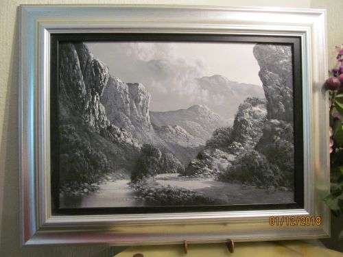 SCENIC WINTER !! Vintage Framed Oil on Board - Landscape Scenery Art - Signed