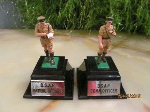 B.S.A.P 2 !! Vintage Collectable B.S.A.P Steelware Metal Figurines - Comm Officer & Patrol Officer