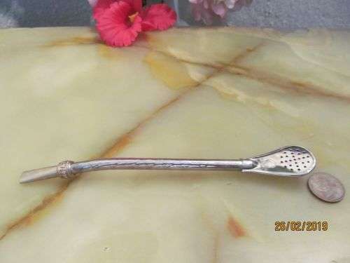 BOMBILLA !! Vintage Silver Plated Yerba Mate Straw/Bombilla - Rule mar Argentina